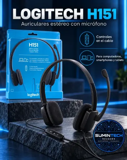 [215211] AURICULARES + MICROFONO LOGITECH H151 NEGRO JACK 3.5MM